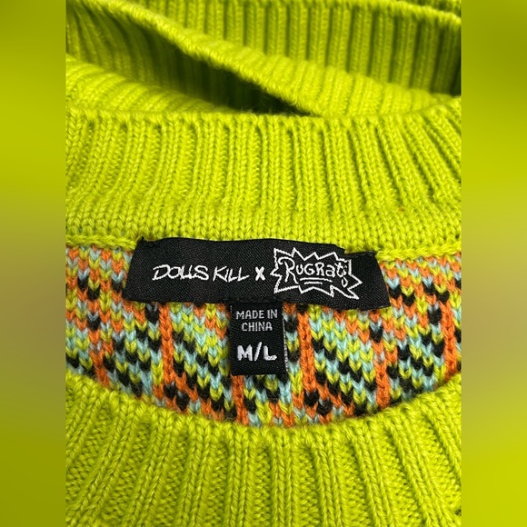 Rugrats Cheerful REX Holiday Knit Sweater w/ Scarf & Hat  Size Medium/Large - Picture 6 of 9